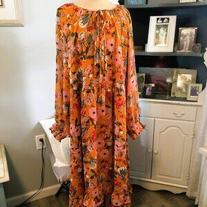 Kate & Sam Maxi Dress Sz XXL Tiered Floral Lined Long Sleeve Maxi Dress NWT